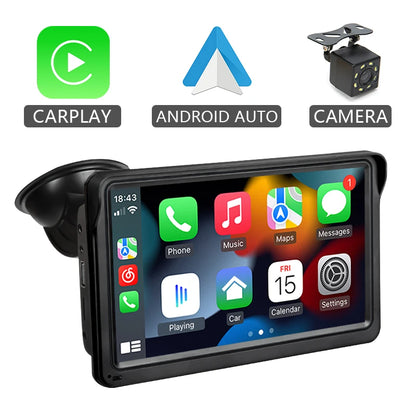 Écran Auto Portable 7” – CarPlay & Android Auto Sans Fil, Installation Facile
